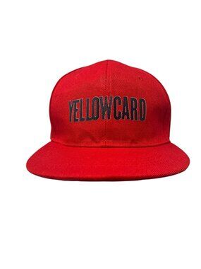 Yellowcard Band Snapback Hat Red Flat Brim Y2K Punk Rock Concert Merch Cap Logo